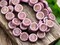 *15* 12mm Dark Bronze Washed Pink Silk Aster Flower Coin Beads